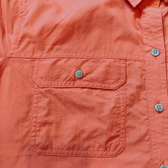 NWT XL Eddie Bauer Mountain Ripstop Orange Hiking Outdoor Button Up SS Shirt NEW - Picture 6 of 12